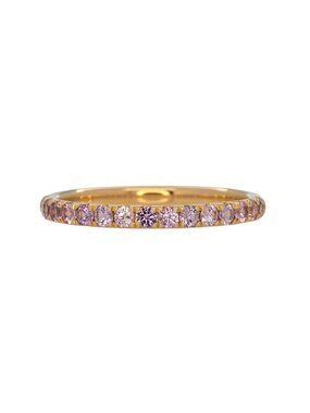 Natural Ceylon Purple Sapphire Accent Band in Solid 14K Yellow Gold